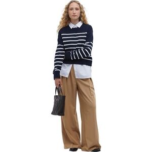 Barbour‎ Womens Emery Stripe Crop Cotton Chasmere Sweater Size 6 - NWT $130